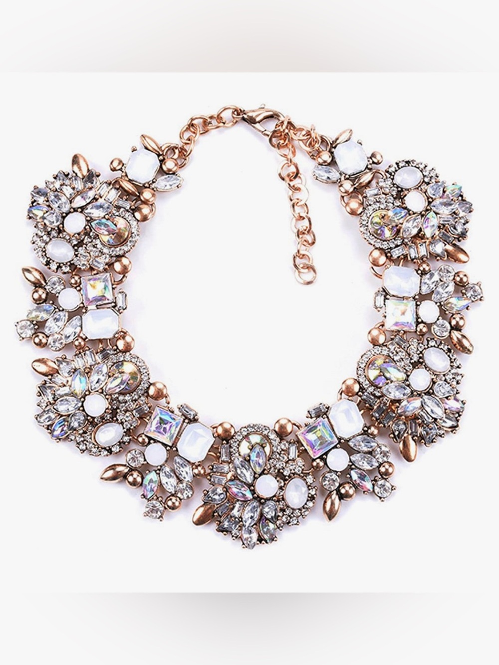 Gold-Tone White & Aurora Crystal Statement Necklace